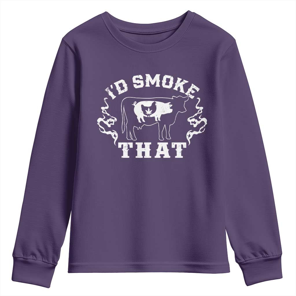 I'd Smoke That Grilling BBQ Youth Sweatshirt TS09 Purple Print Your Wear
