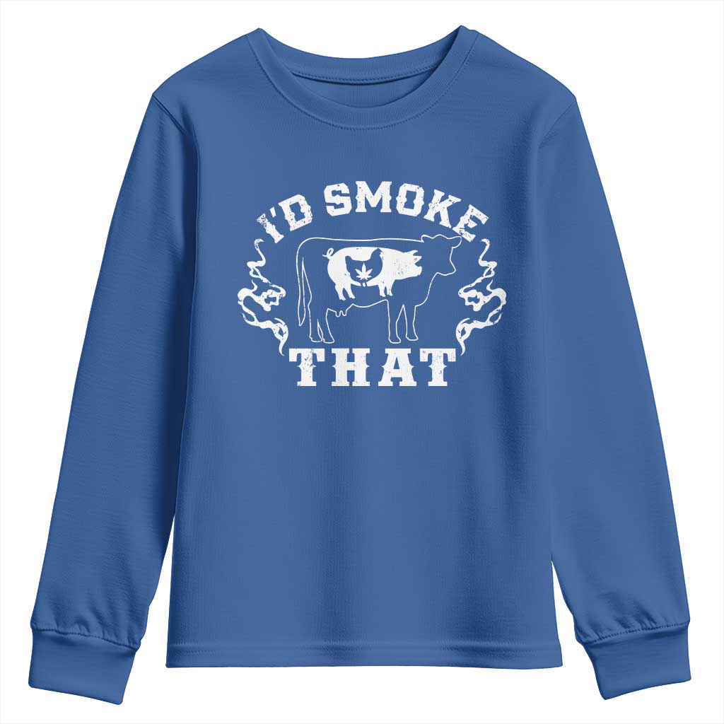 I'd Smoke That Grilling BBQ Youth Sweatshirt TS09 Royal Blue Print Your Wear