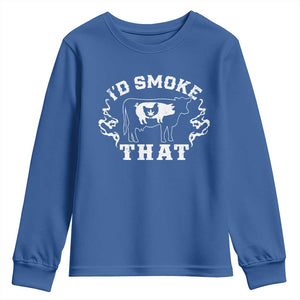 I'd Smoke That Grilling BBQ Youth Sweatshirt TS09 Royal Blue Print Your Wear