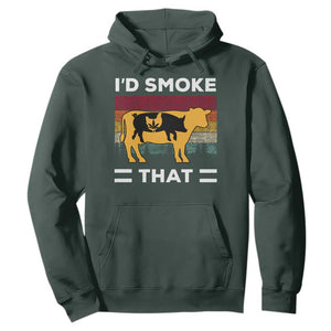 Funny I'd Smoke That Hoodie Grilling BBQ Weed Retro TS09 Dark Forest Green Print Your Wear