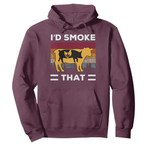 Funny I'd Smoke That Hoodie Grilling BBQ Weed Retro TS09 Maroon Print Your Wear