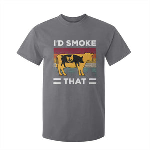 Funny I'd Smoke That T Shirt For Kid Grilling BBQ Weed Retro TS09 Charcoal Print Your Wear