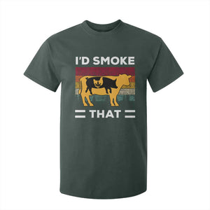Funny I'd Smoke That T Shirt For Kid Grilling BBQ Weed Retro TS09 Dark Forest Green Print Your Wear
