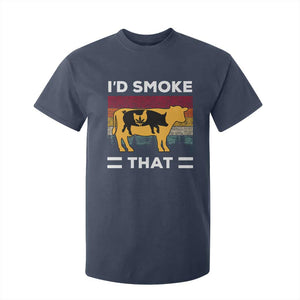 Funny I'd Smoke That T Shirt For Kid Grilling BBQ Weed Retro TS09 Navy Print Your Wear