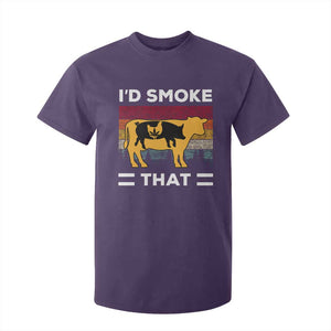 Funny I'd Smoke That T Shirt For Kid Grilling BBQ Weed Retro TS09 Purple Print Your Wear