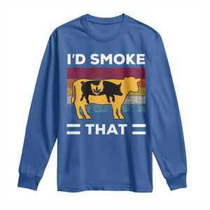 Funny I'd Smoke That Long Sleeve Shirt Grilling BBQ Weed Retro TS09 Royal Blue Print Your Wear