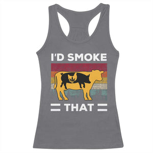 Funny I'd Smoke That Racerback Tank Top Grilling BBQ Weed Retro TS09 Charcoal Print Your Wear