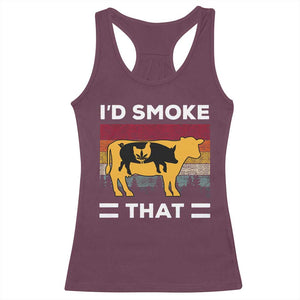 Funny I'd Smoke That Racerback Tank Top Grilling BBQ Weed Retro TS09 Maroon Print Your Wear