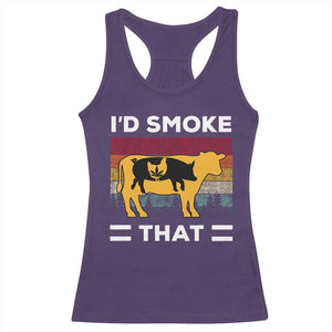 Funny I'd Smoke That Racerback Tank Top Grilling BBQ Weed Retro TS09 Purple Print Your Wear