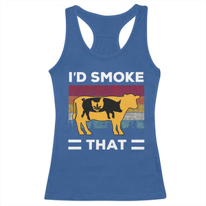 Funny I'd Smoke That Racerback Tank Top Grilling BBQ Weed Retro TS09 Royal Blue Print Your Wear