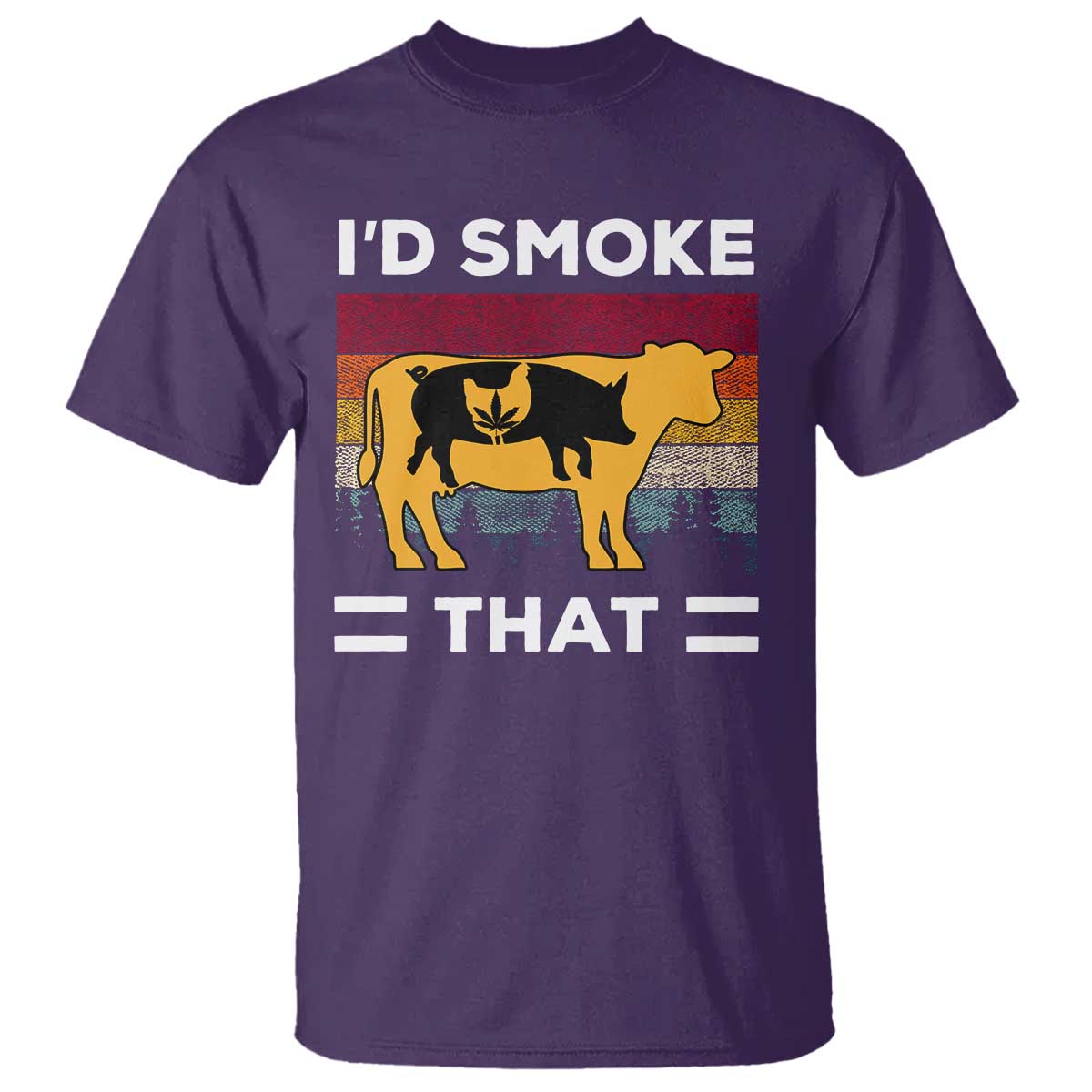 Funny I'd Smoke That T Shirt Grilling BBQ Weed Retro TS09 Purple Print Your Wear
