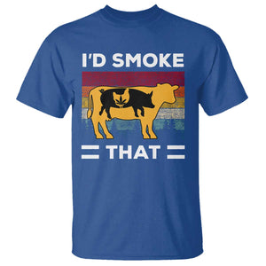 Funny I'd Smoke That T Shirt Grilling BBQ Weed Retro TS09 Royal Blue Print Your Wear
