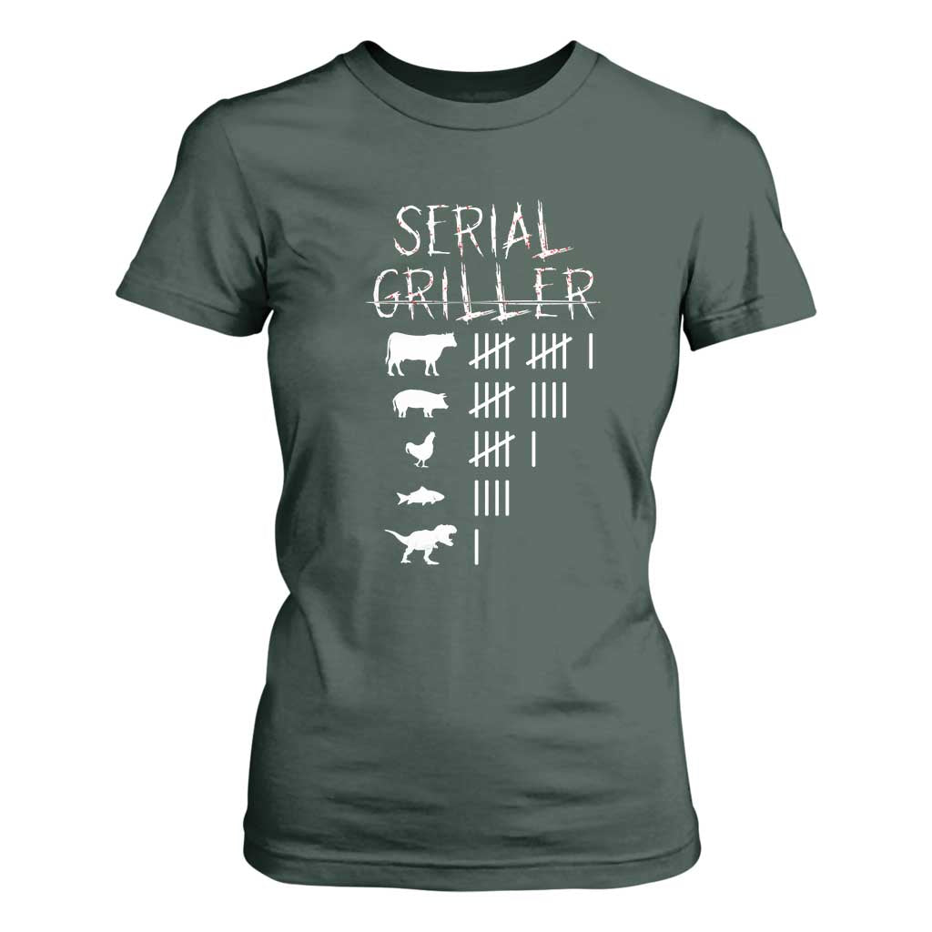 Funny Chelf T Shirt For Women Serial Griller Grilling BBQ Pitmaster TS09 Dark Forest Green Print Your Wear