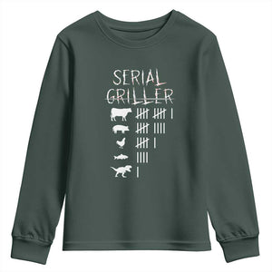 Funny Chelf Youth Sweatshirt Serial Griller Grilling BBQ Pitmaster TS09 Dark Forest Green Print Your Wear