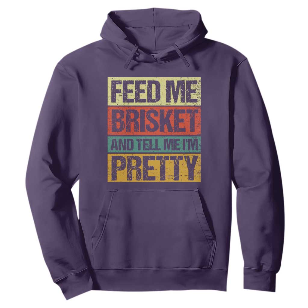 Funny Pitmaster BBQ Hoodie Feed Me Brisket Retro Smoker Grilling TS09 Purple Print Your Wear