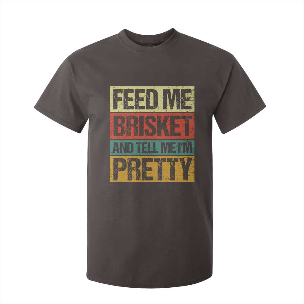 Funny Pitmaster BBQ T Shirt For Kid Feed Me Brisket Retro Smoker Grilling TS09 Dark Chocolate Print Your Wear