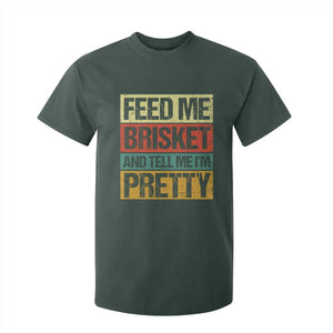 Funny Pitmaster BBQ T Shirt For Kid Feed Me Brisket Retro Smoker Grilling TS09 Dark Forest Green Print Your Wear