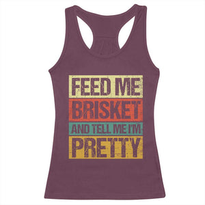 Funny Pitmaster BBQ Racerback Tank Top Feed Me Brisket Retro Smoker Grilling TS09 Maroon Print Your Wear