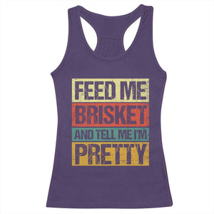 Funny Pitmaster BBQ Racerback Tank Top Feed Me Brisket Retro Smoker Grilling TS09 Purple Print Your Wear
