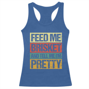 Funny Pitmaster BBQ Racerback Tank Top Feed Me Brisket Retro Smoker Grilling TS09 Royal Blue Print Your Wear