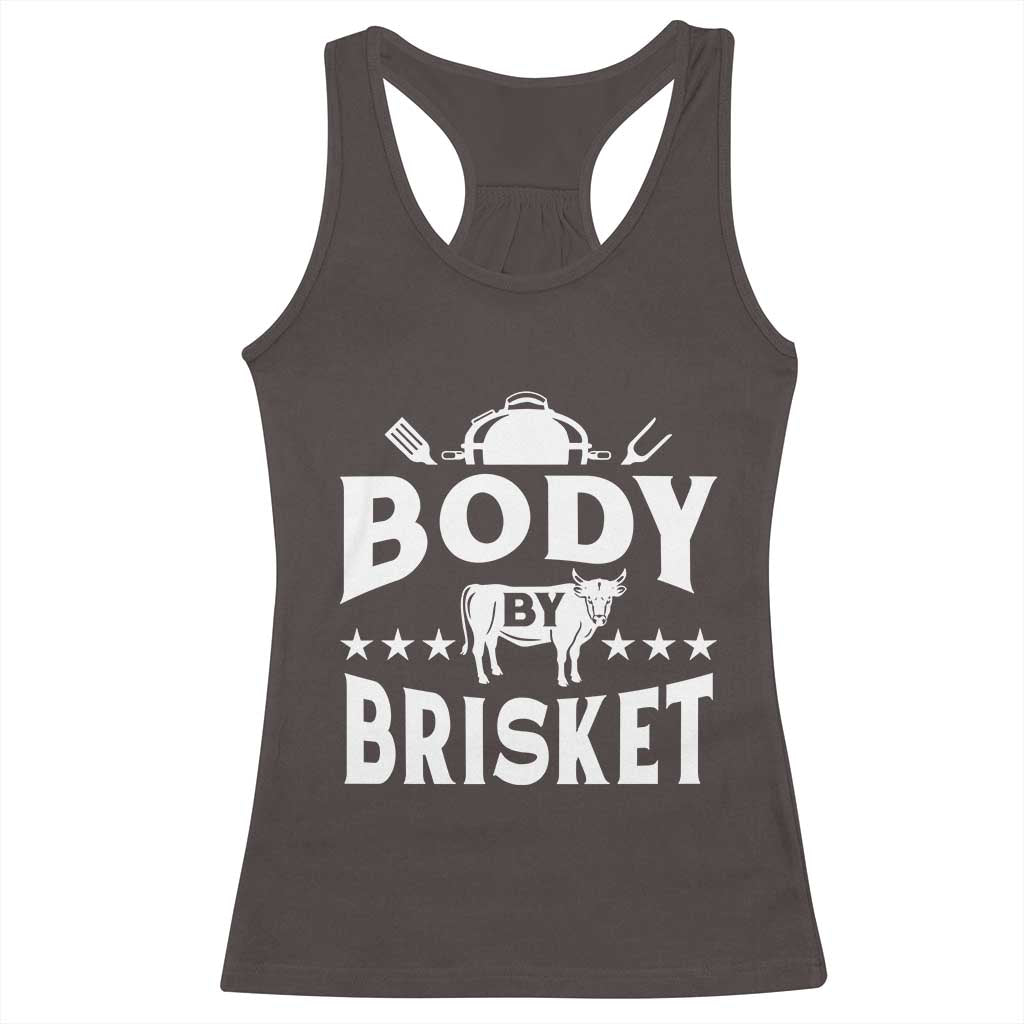 Funny Pitmaster BBQ Racerback Tank Top Body By Brisket Smoker Grilling TS09 Dark Chocolate Print Your Wear