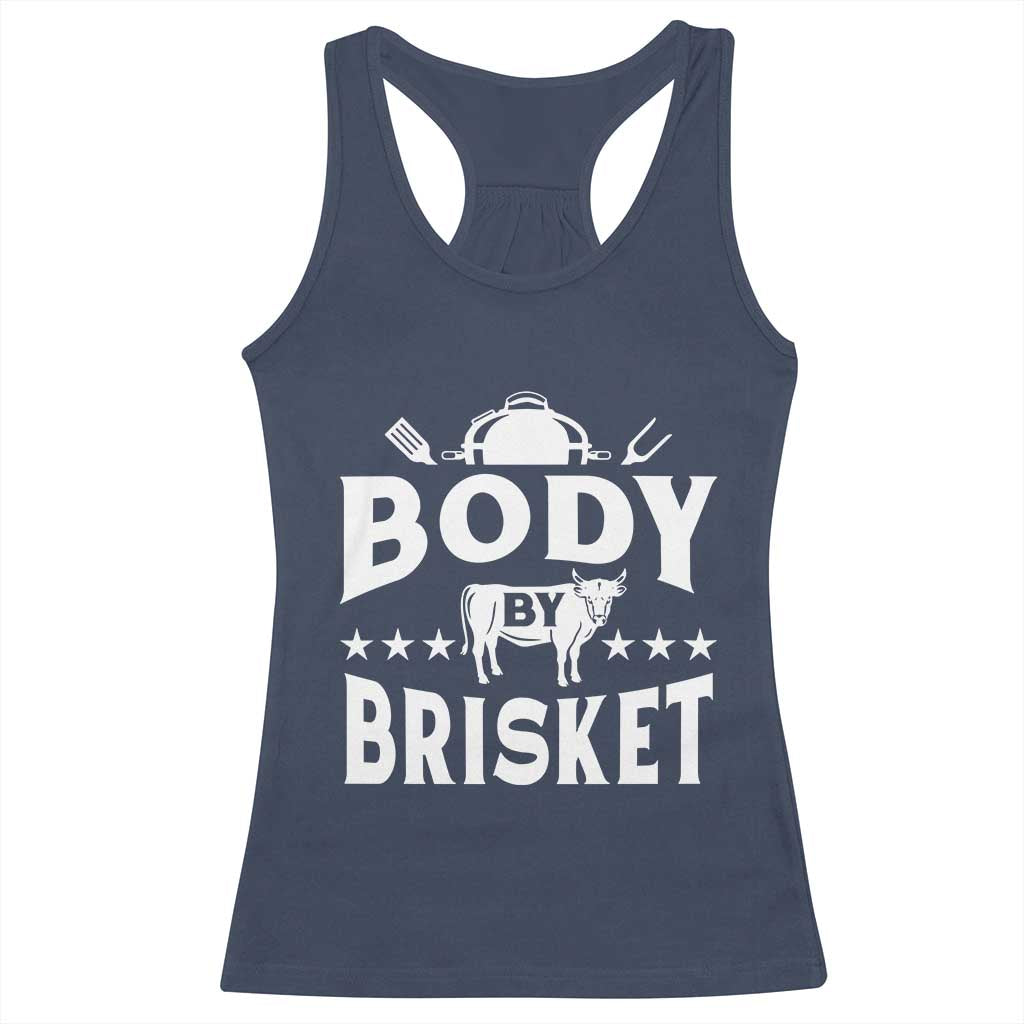 Funny Pitmaster BBQ Racerback Tank Top Body By Brisket Smoker Grilling TS09 Navy Print Your Wear