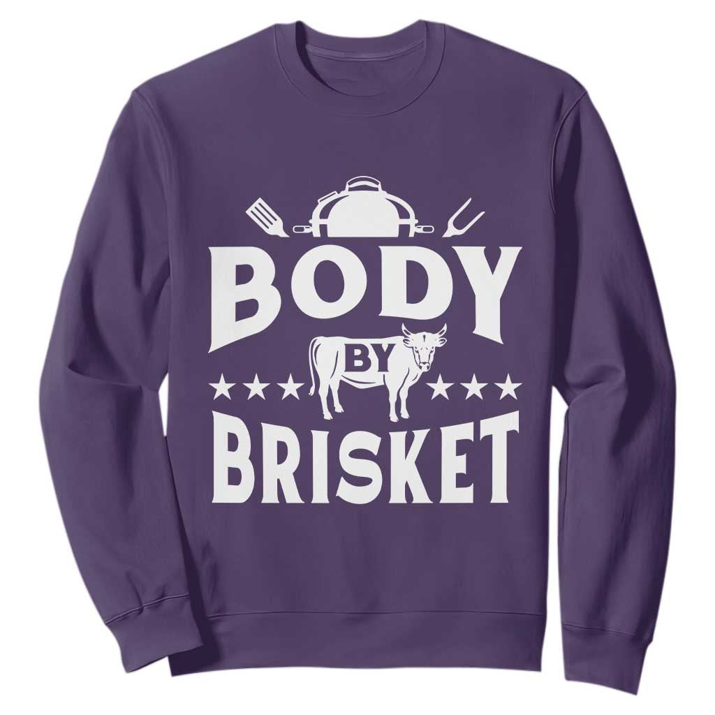 Funny Pitmaster BBQ Sweatshirt Body By Brisket Smoker Grilling TS09 Purple Print Your Wear