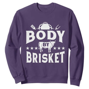 Funny Pitmaster BBQ Sweatshirt Body By Brisket Smoker Grilling TS09 Purple Print Your Wear