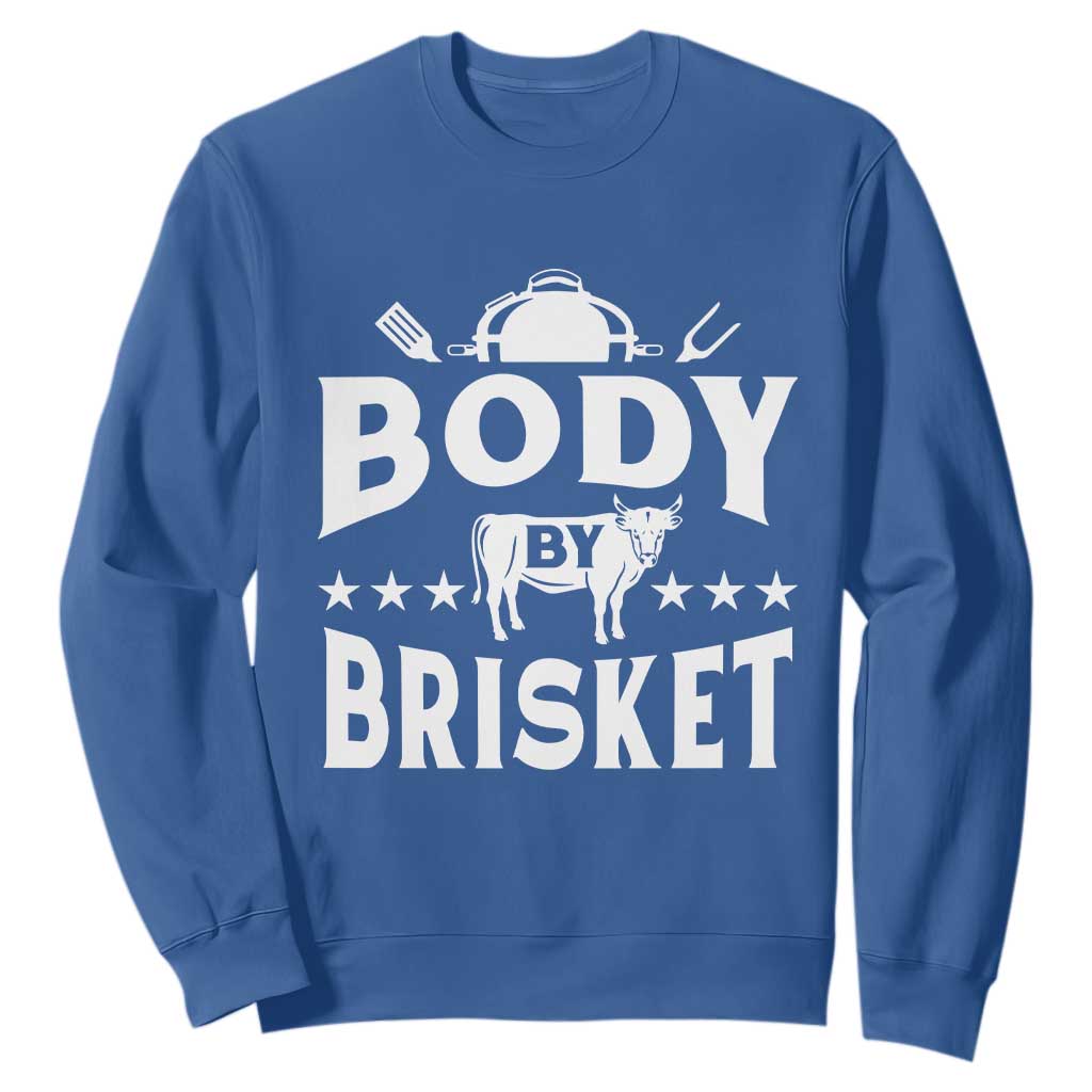 Funny Pitmaster BBQ Sweatshirt Body By Brisket Smoker Grilling TS09 Royal Blue Print Your Wear