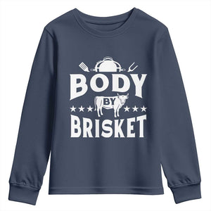 Funny Pitmaster BBQ Youth Sweatshirt Body By Brisket Smoker Grilling TS09 Navy Print Your Wear
