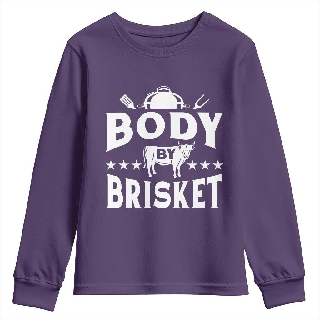Funny Pitmaster BBQ Youth Sweatshirt Body By Brisket Smoker Grilling TS09 Purple Print Your Wear