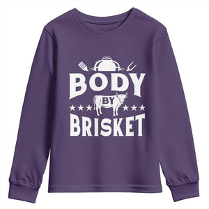 Funny Pitmaster BBQ Youth Sweatshirt Body By Brisket Smoker Grilling TS09 Purple Print Your Wear