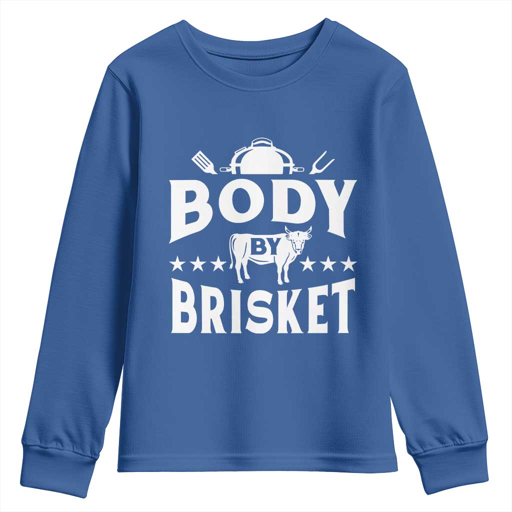 Funny Pitmaster BBQ Youth Sweatshirt Body By Brisket Smoker Grilling TS09 Royal Blue Print Your Wear