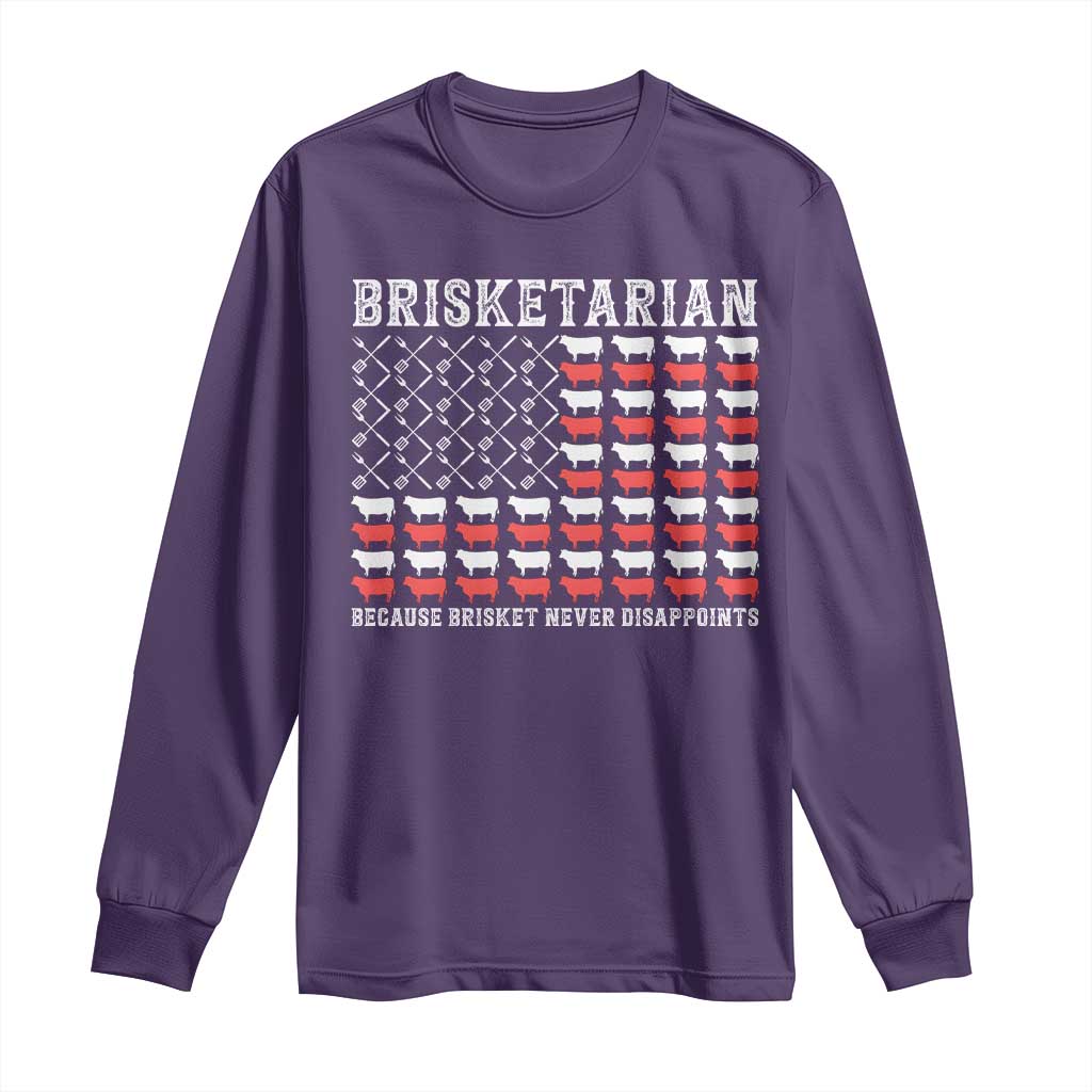 Funny BBQ Lover Long Sleeve Shirt Brisketarian Because Brisket Never Disappoints TS09 Purple Print Your Wear