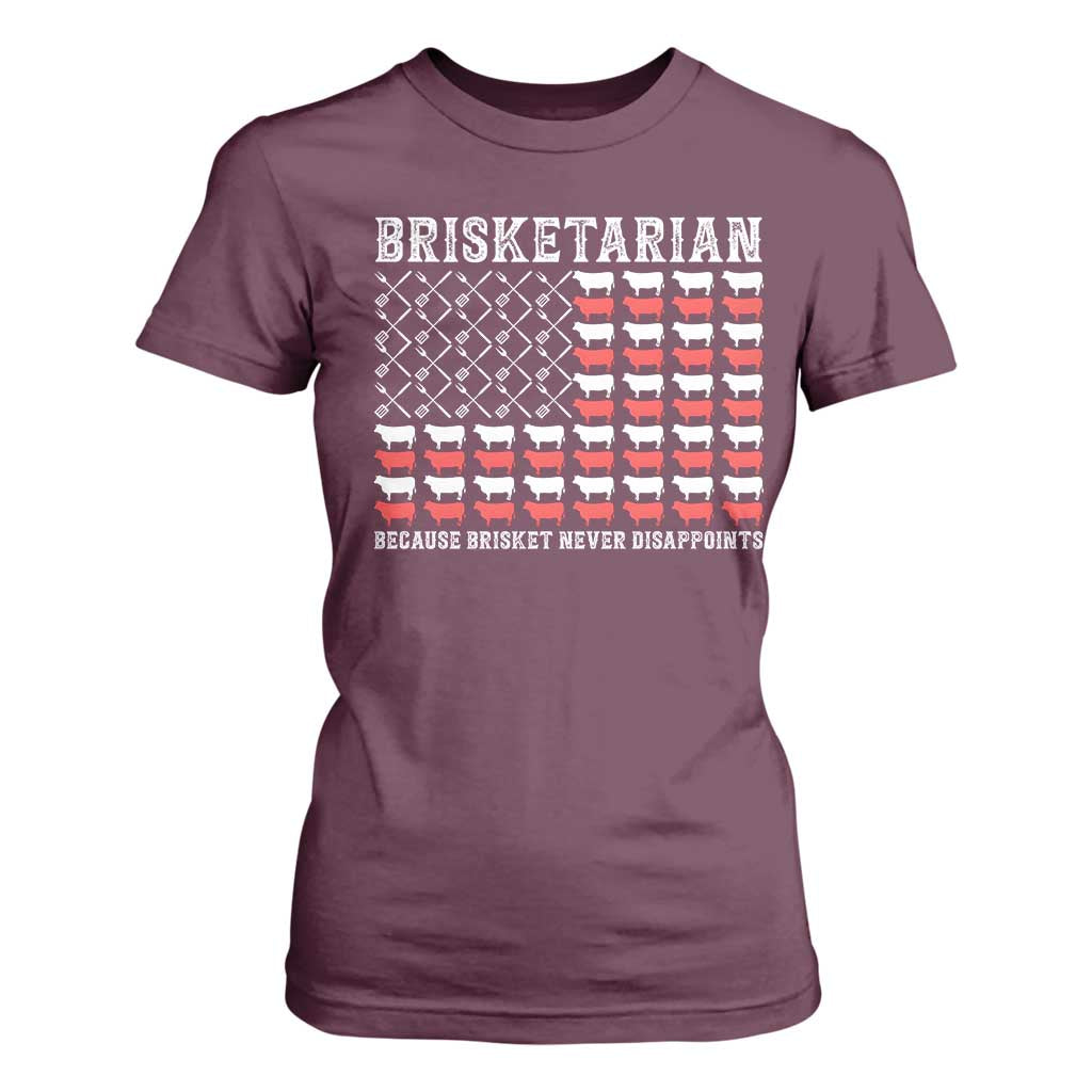 Funny BBQ Lover T Shirt For Women Brisketarian Because Brisket Never Disappoints TS09 Maroon Print Your Wear
