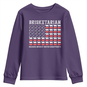 Funny BBQ Lover Youth Sweatshirt Brisketarian Because Brisket Never Disappoints TS09 Purple Print Your Wear