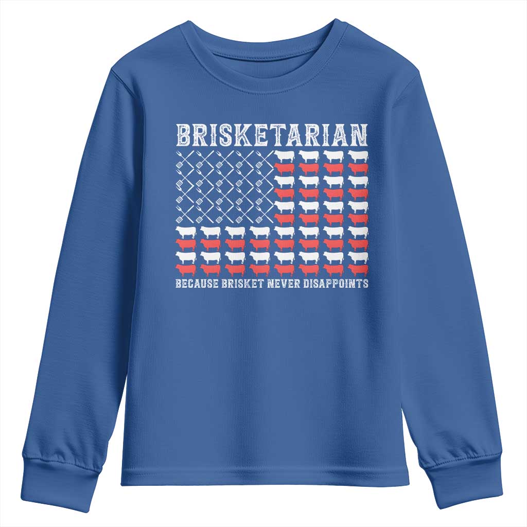 Funny BBQ Lover Youth Sweatshirt Brisketarian Because Brisket Never Disappoints TS09 Royal Blue Print Your Wear