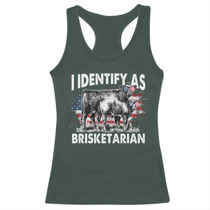 Funny BBQ Lover Racerback Tank Top I Identify As Brisketarian TS09 Dark Forest Green Print Your Wear