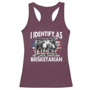Funny BBQ Lover Racerback Tank Top I Identify As Brisketarian TS09 Maroon Print Your Wear