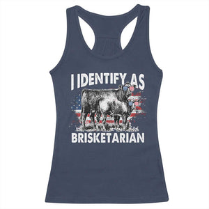 Funny BBQ Lover Racerback Tank Top I Identify As Brisketarian TS09 Navy Print Your Wear