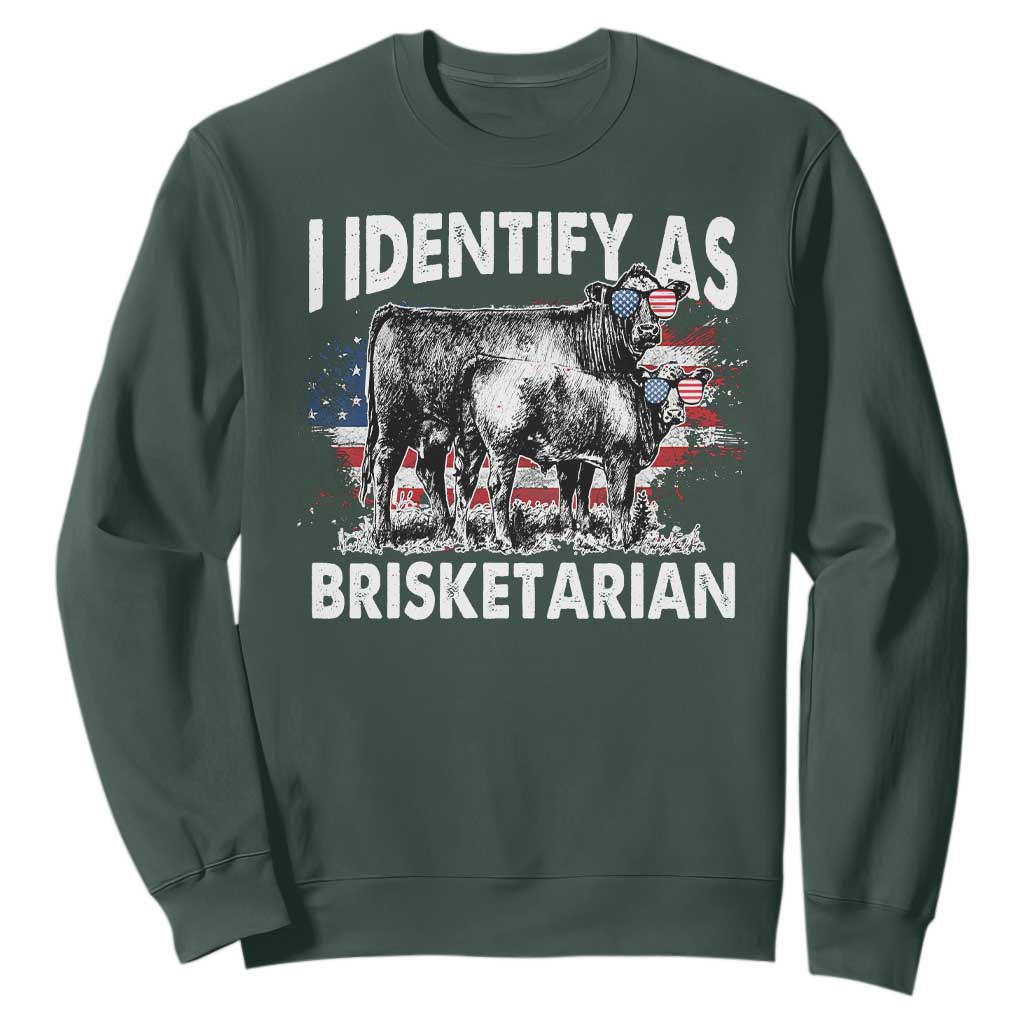 Funny BBQ Lover Sweatshirt I Identify As Brisketarian TS09 Dark Forest Green Print Your Wear