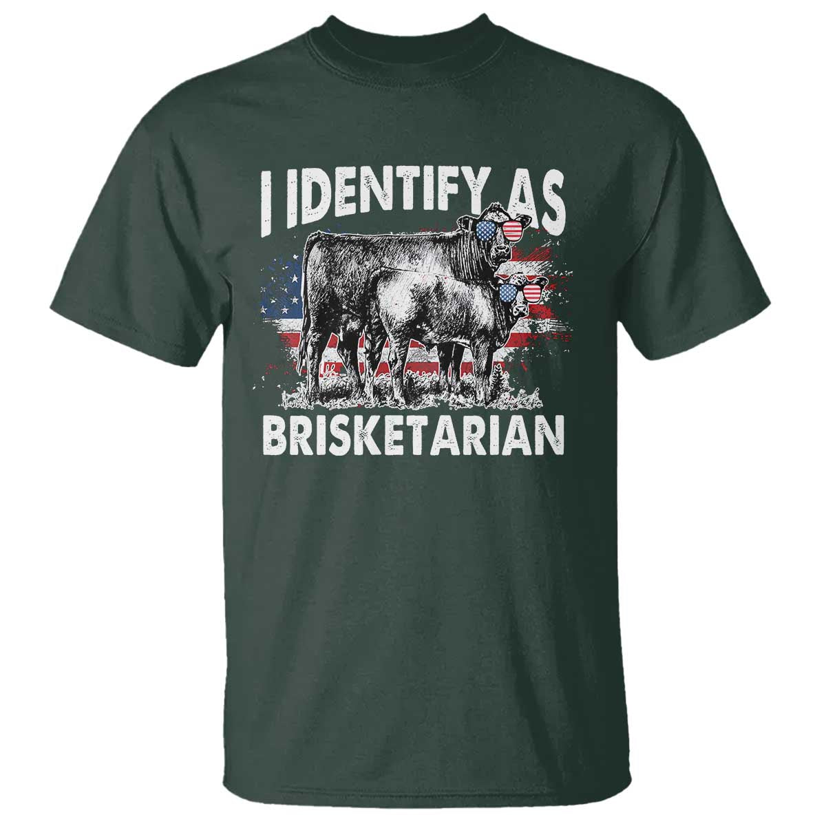 Funny BBQ Lover T Shirt I Identify As Brisketarian TS09 Dark Forest Green Print Your Wear