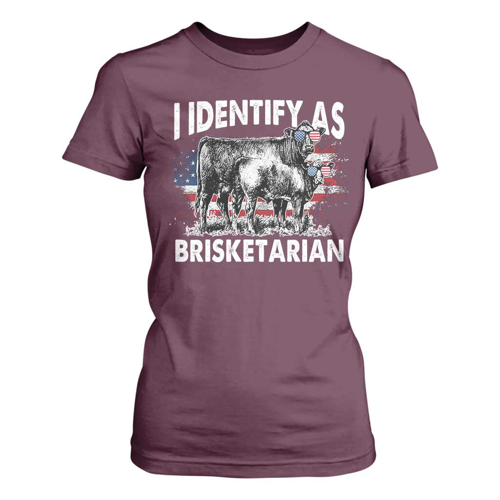 Funny BBQ Lover T Shirt For Women I Identify As Brisketarian TS09 Maroon Print Your Wear