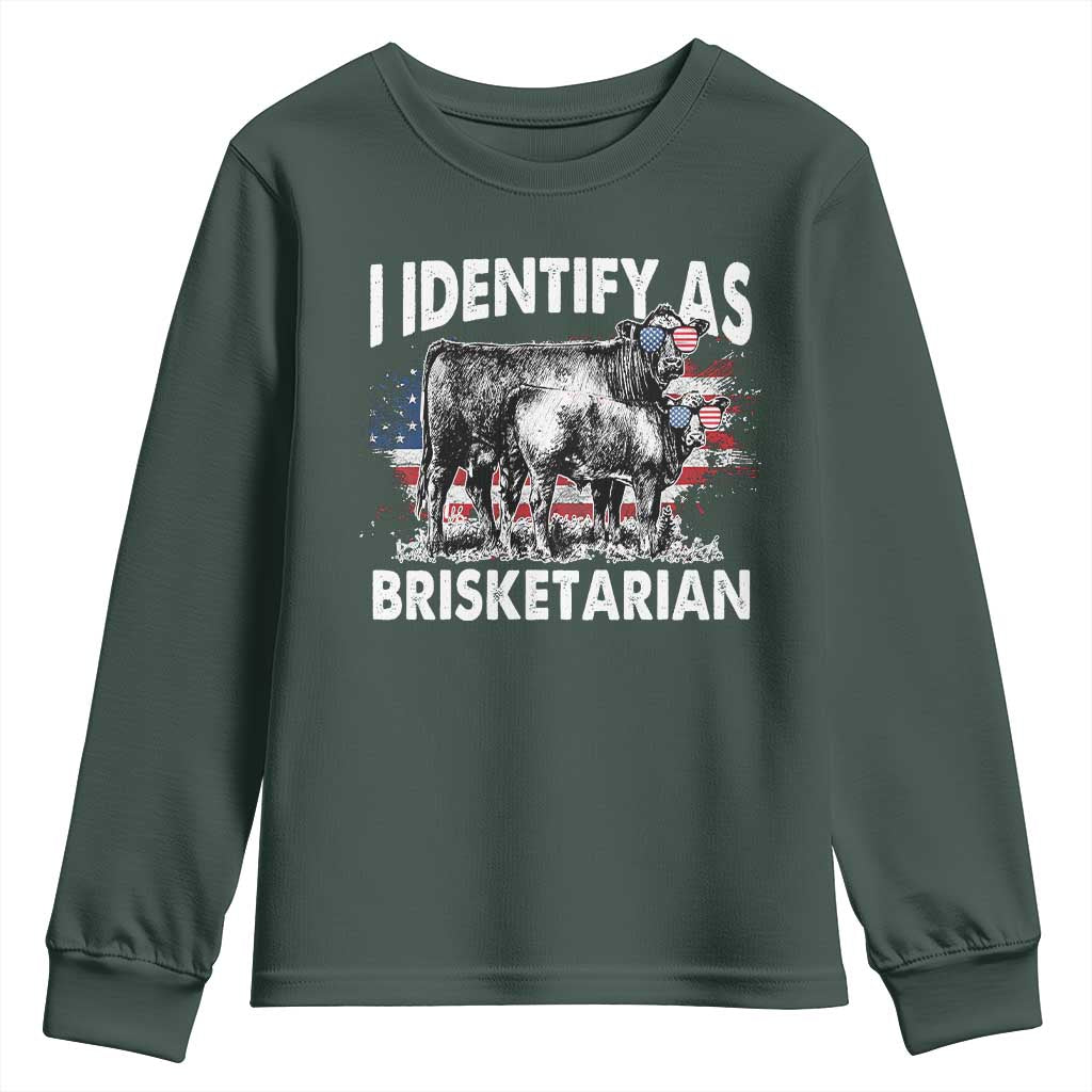 Funny BBQ Lover Youth Sweatshirt I Identify As Brisketarian TS09 Dark Forest Green Print Your Wear