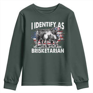 Funny BBQ Lover Youth Sweatshirt I Identify As Brisketarian TS09 Dark Forest Green Print Your Wear