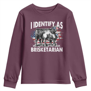 Funny BBQ Lover Youth Sweatshirt I Identify As Brisketarian TS09 Maroon Print Your Wear