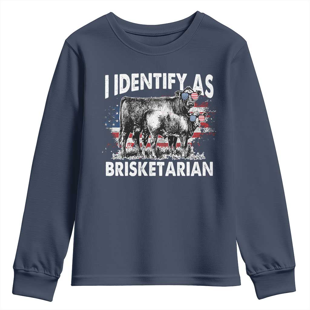 Funny BBQ Lover Youth Sweatshirt I Identify As Brisketarian TS09 Navy Print Your Wear