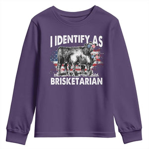 Funny BBQ Lover Youth Sweatshirt I Identify As Brisketarian TS09 Purple Print Your Wear