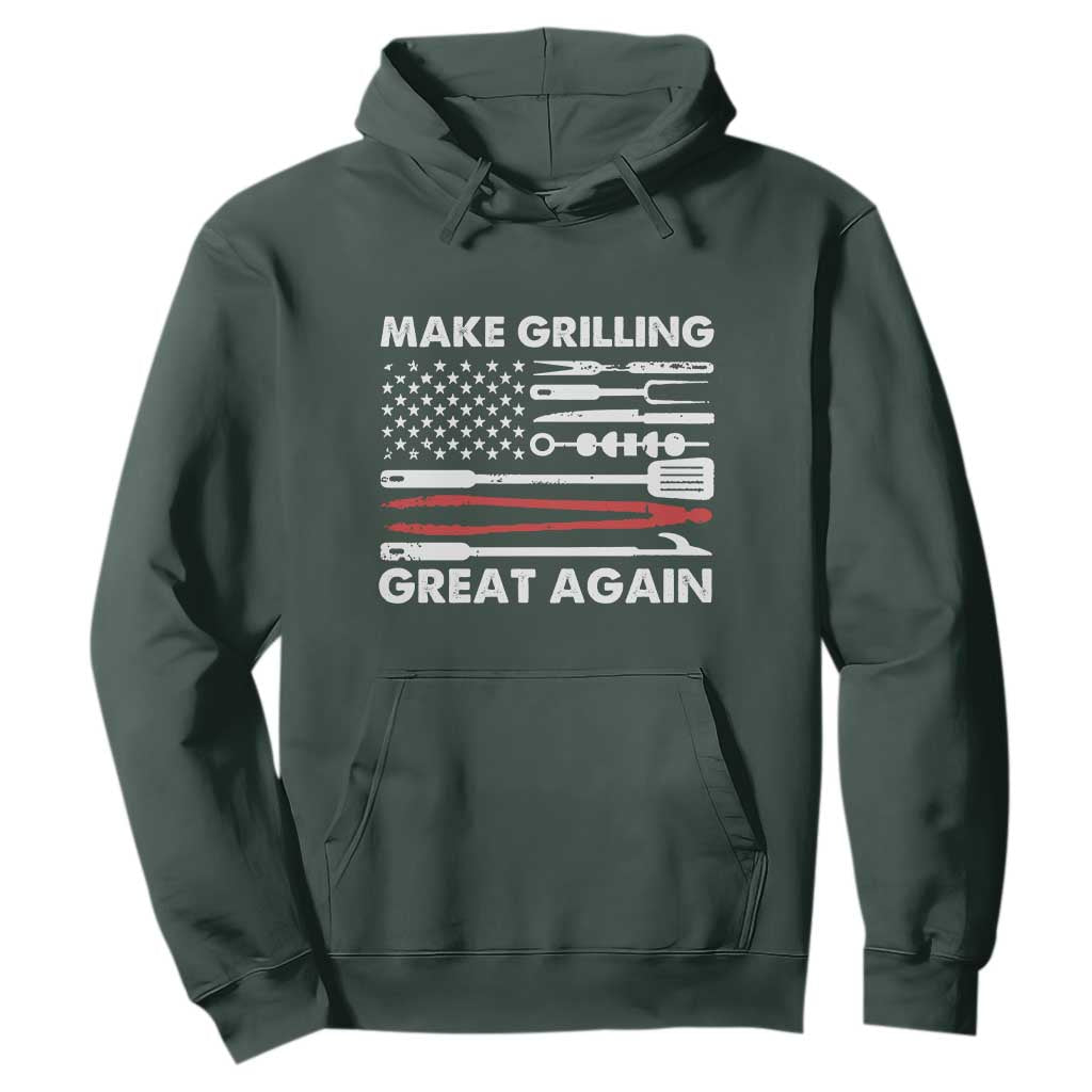 Funny BBQ Grilling Pitmaster Hoodie Make Grilling Great Again Chef Smoking Tools TS09 Dark Forest Green Print Your Wear