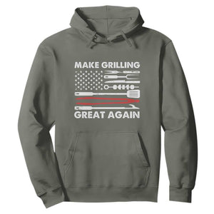 Funny BBQ Grilling Pitmaster Hoodie Make Grilling Great Again Chef Smoking Tools TS09 Military Green Print Your Wear